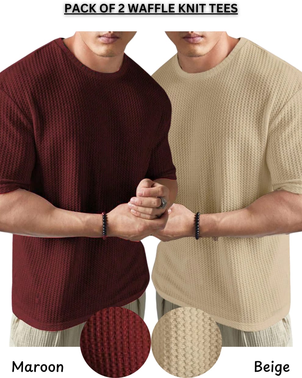 PACK OF 2 WAFFLE KNIT TEES