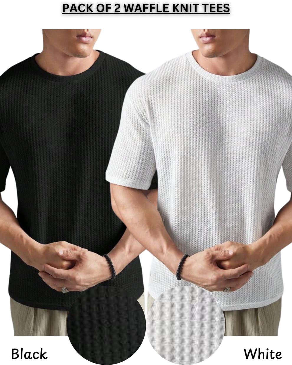 PACK OF 2 WAFFLE KNIT TEES