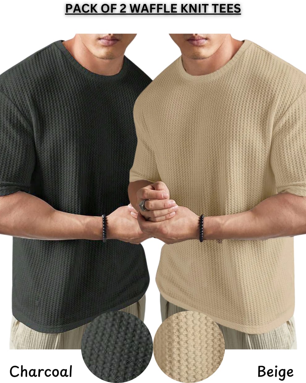 PACK OF 2 WAFFLE KNIT TEES